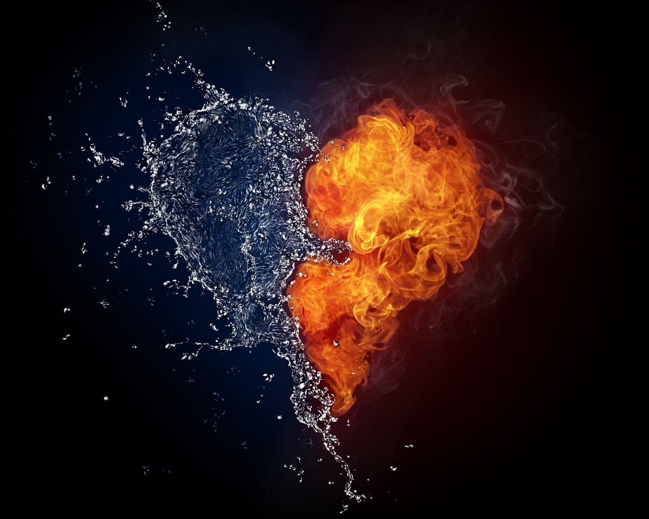 Water and Fire Love for 1280 x 1024 resolution