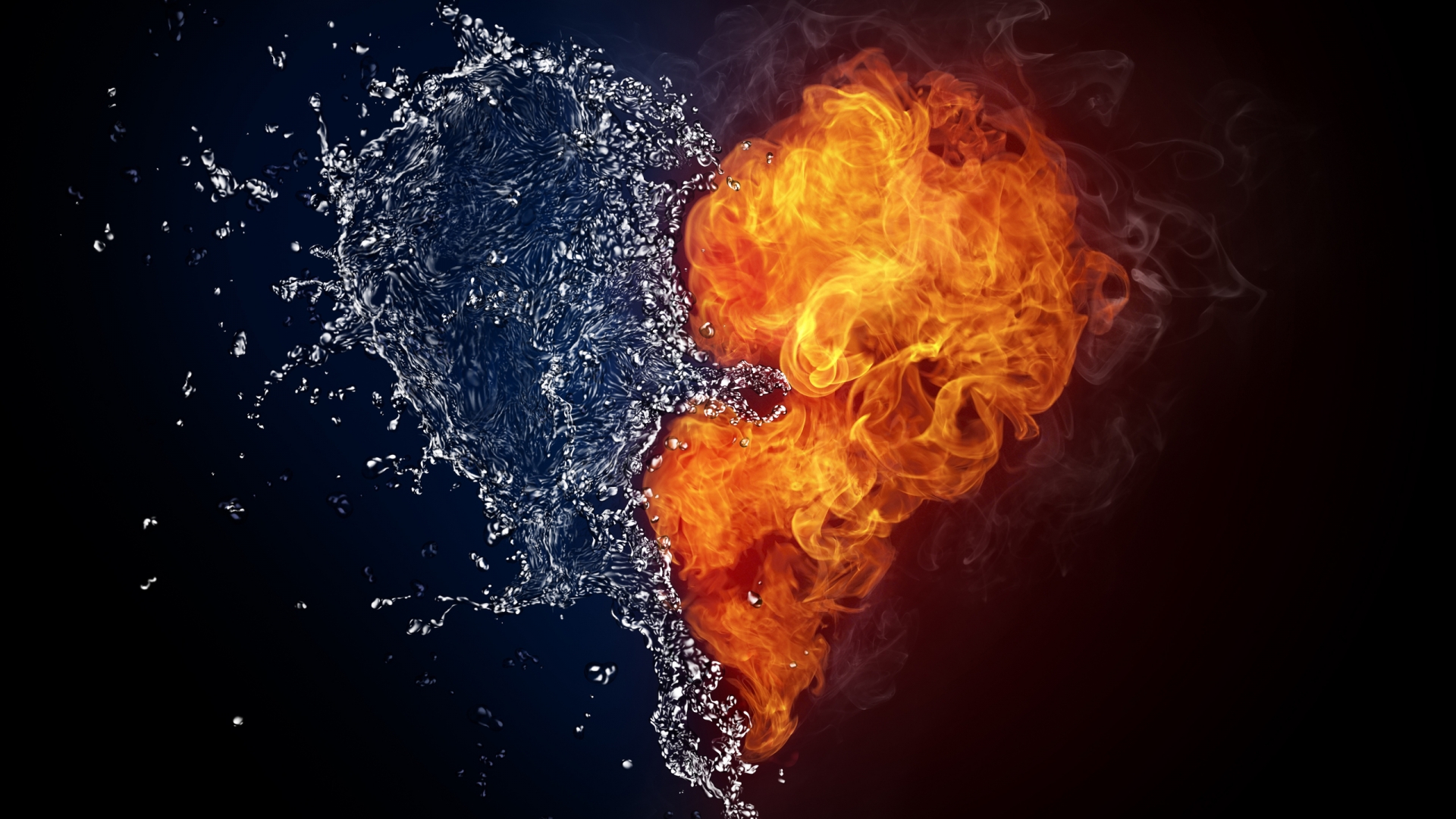 Water and Fire Love for 1920 x 1080 HDTV 1080p resolution