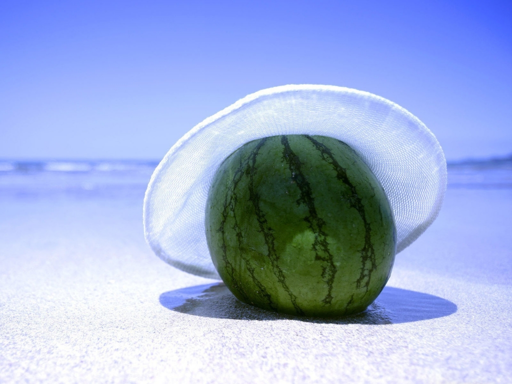 Watermelon on the beach for 1024 x 768 resolution