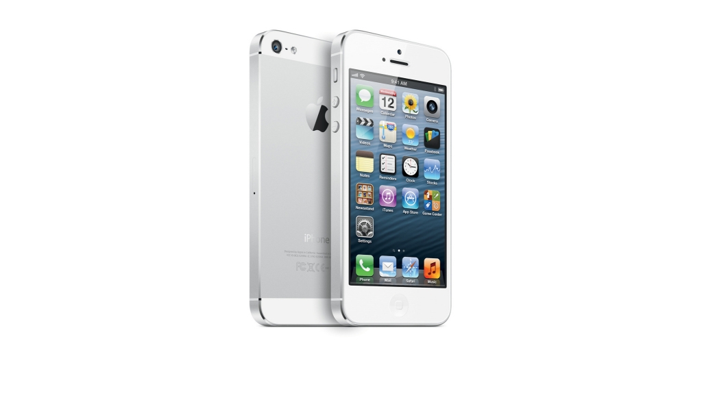White iPhone 5 for 1024 x 600 widescreen resolution