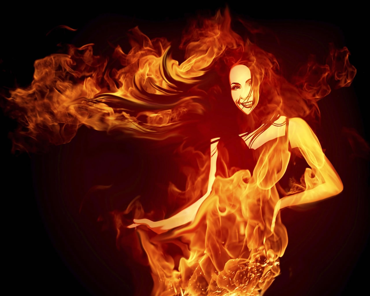 Woman in Fire for 1280 x 1024 resolution