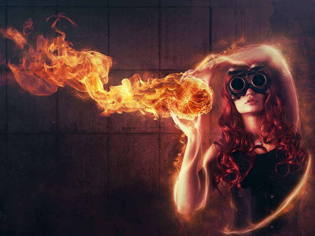 Woman Playing with Fire for 1024 x 768 resolution