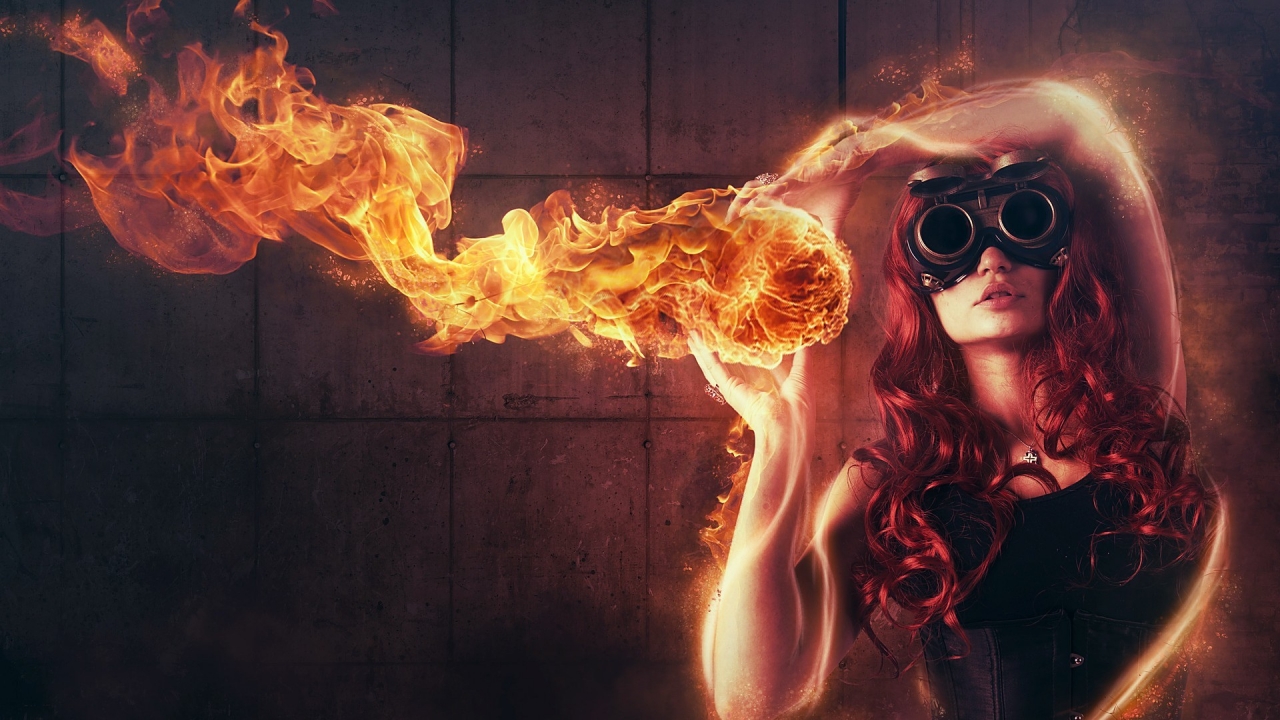 Woman Playing with Fire for 1280 x 720 HDTV 720p resolution
