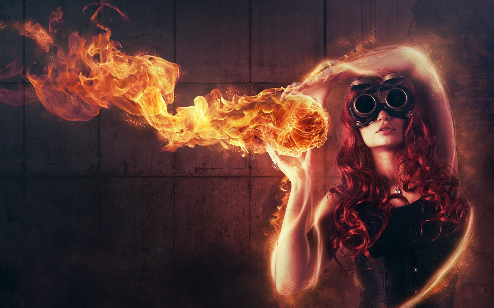 Woman Playing with Fire for 1680 x 1050 widescreen resolution