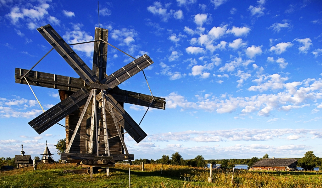 Wood windmill for 1024 x 600 widescreen resolution