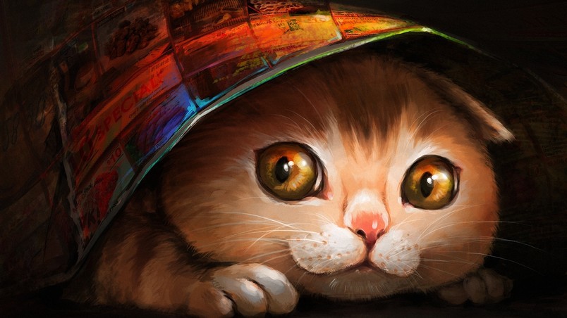 Lovely Cat Painting HD Wallpaper - WallpaperFX